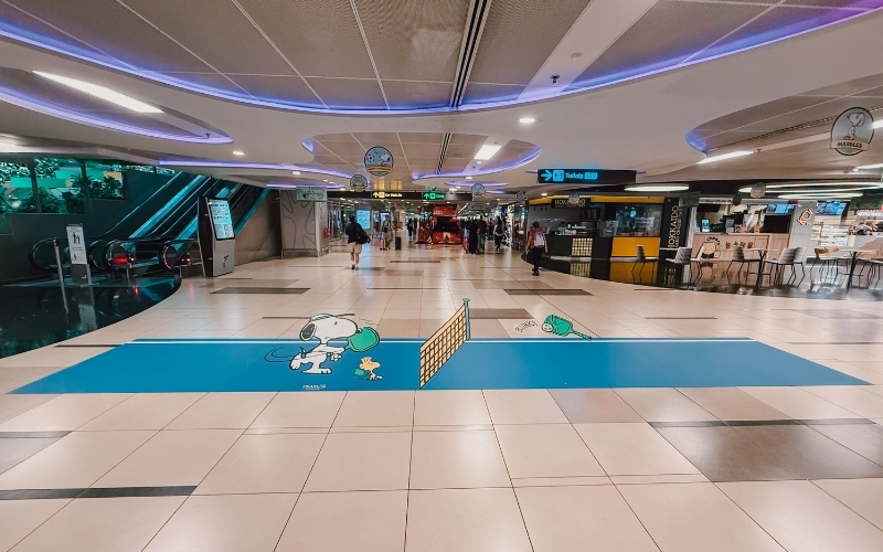 Snoopy Pickleball Court photo zone at T3 Basement 2