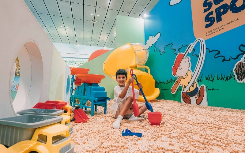 Peanuts sandbox dig area at Changi Airport Terminal 3