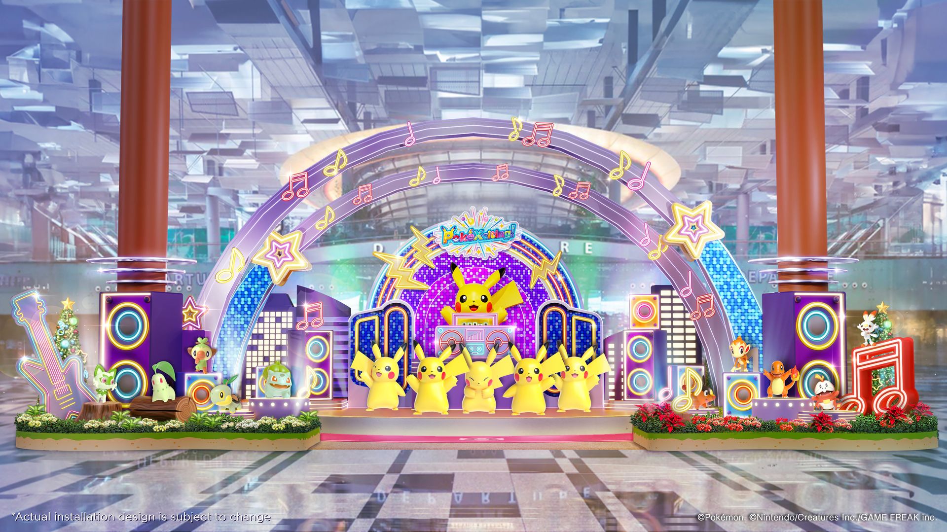 Pokémon stage show at Changi Airport Terminal 3 featuring PokéXciting Pikachu as part of the 30th anniversary Asia tour