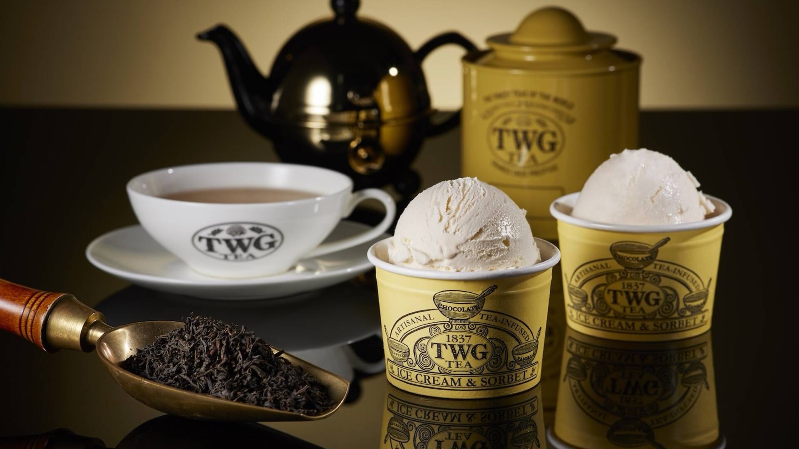 Pandan gula melaka coconut tea ice cream and soursop Temi sorbet at TWG Tea Gallery